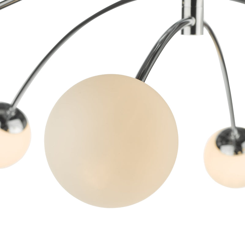 Load image into Gallery viewer, Dar Lighting PUG6450 Puglia 6 Light Semi Flush Ceiling Light Polished Chrome Opal Glass - 35313
