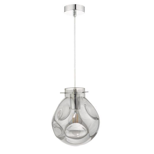 Dar Lighting QUI0110 Quinn Pendant Polished Chrome & Smoked Glass - 24992