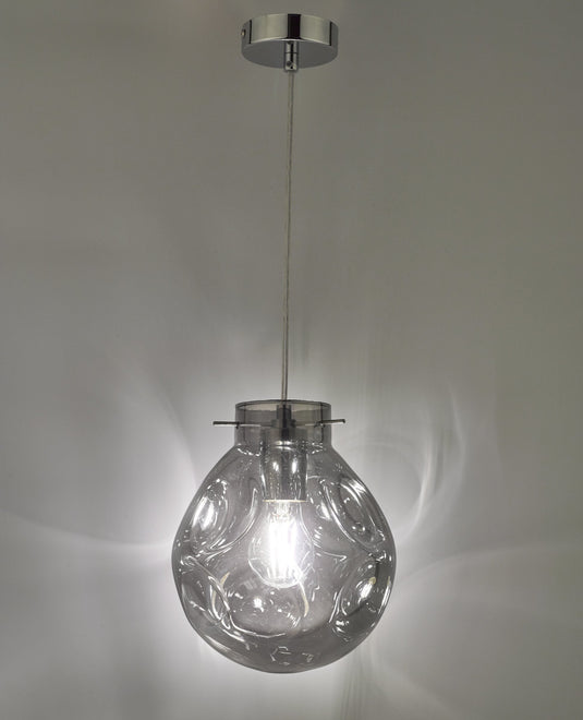 Dar Lighting QUI0110 Quinn Pendant Polished Chrome & Smoked Glass - 24992