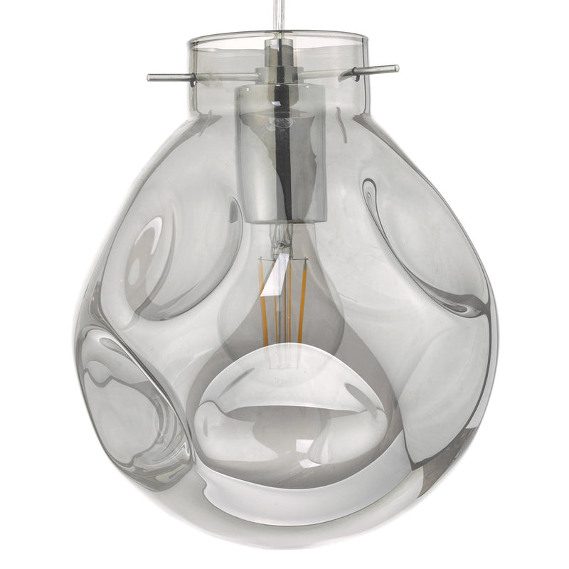 Load image into Gallery viewer, Dar Lighting QUI0110 Quinn Pendant Polished Chrome &amp; Smoked Glass - 24992
