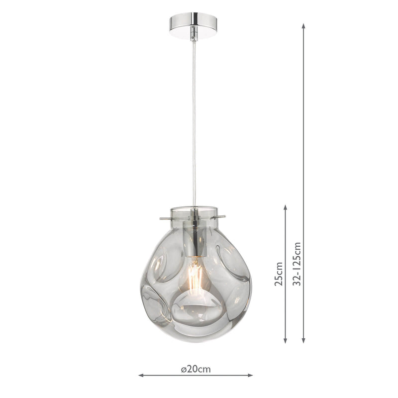 Load image into Gallery viewer, Dar Lighting QUI0110 Quinn Pendant Polished Chrome &amp; Smoked Glass - 24992
