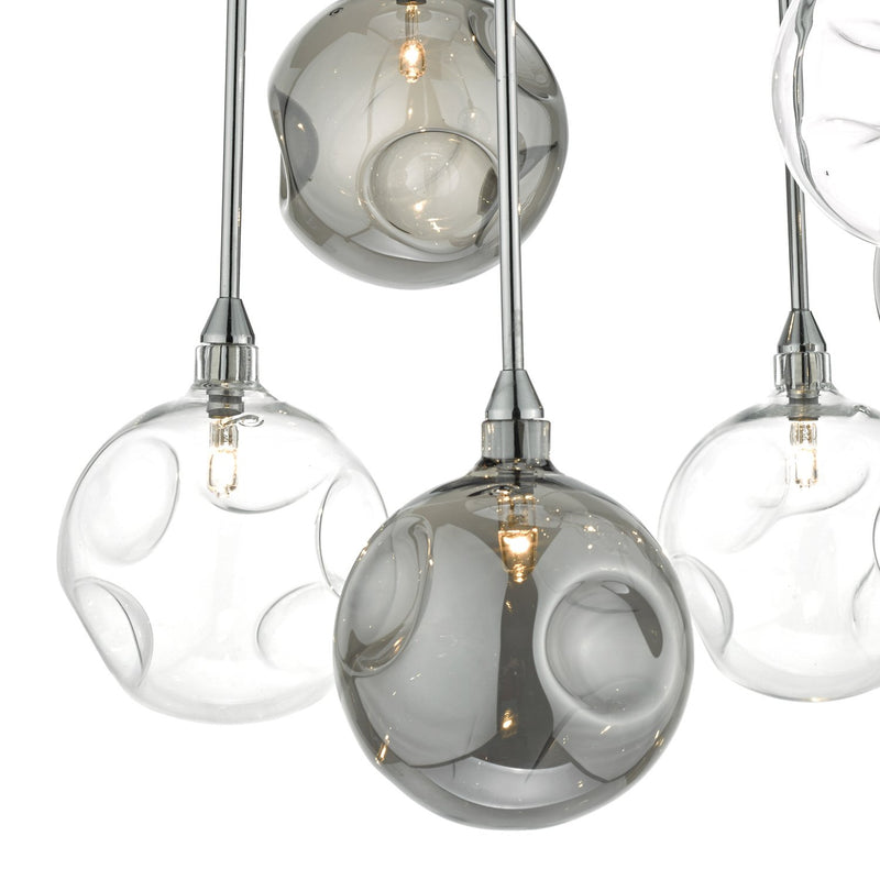 Load image into Gallery viewer, Dar Lighting QUI0610 Quinn 6lt Semi Flush Polished Chrome With Smoked &amp; Clear Glass - 22621
