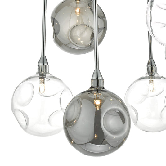 Dar Lighting QUI0610 Quinn 6lt Semi Flush Polished Chrome With Smoked & Clear Glass - 22621