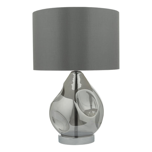 Dar Lighting QUI4210 Quinn Table Lamp Smoked Glass With Shade - 21850