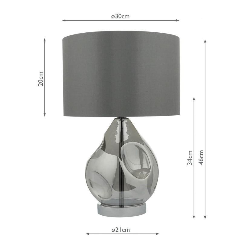Load image into Gallery viewer, Dar Lighting QUI4210 Quinn Table Lamp Smoked Glass With Shade - 21850

