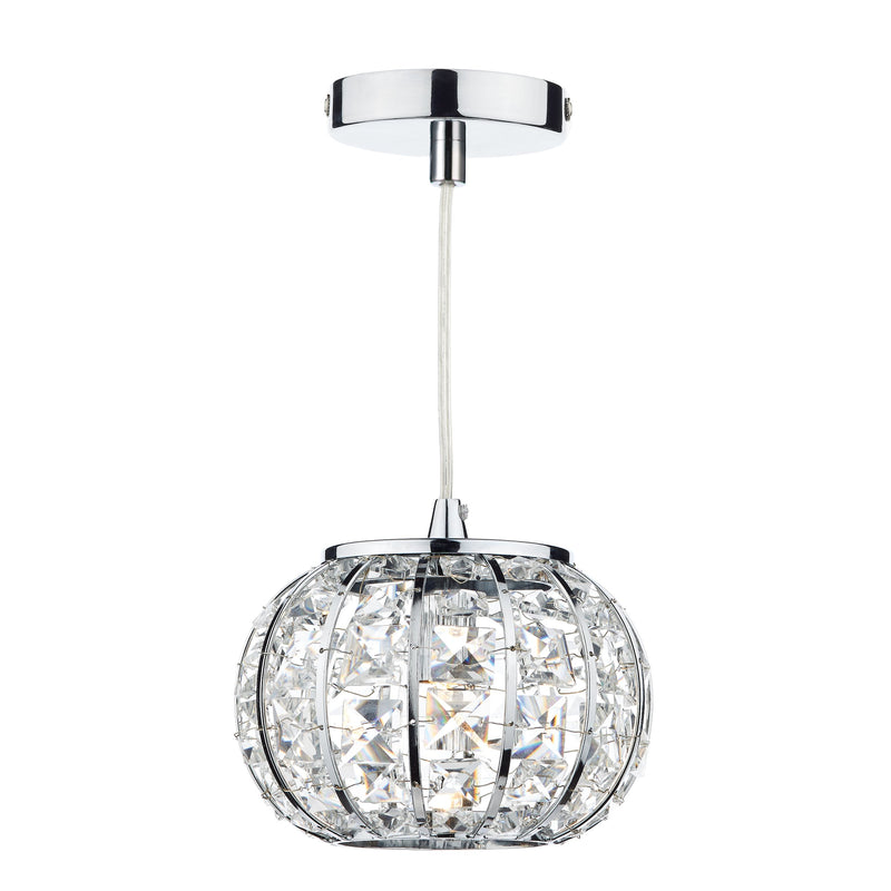 Load image into Gallery viewer, Dar Lighting RAE0150 Rae 1 Light Pendant Polished Chrome/ Clear - 19537
