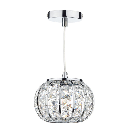 Dar Lighting RAE0150 Rae 1 Light Pendant Polished Chrome/ Clear - 19537