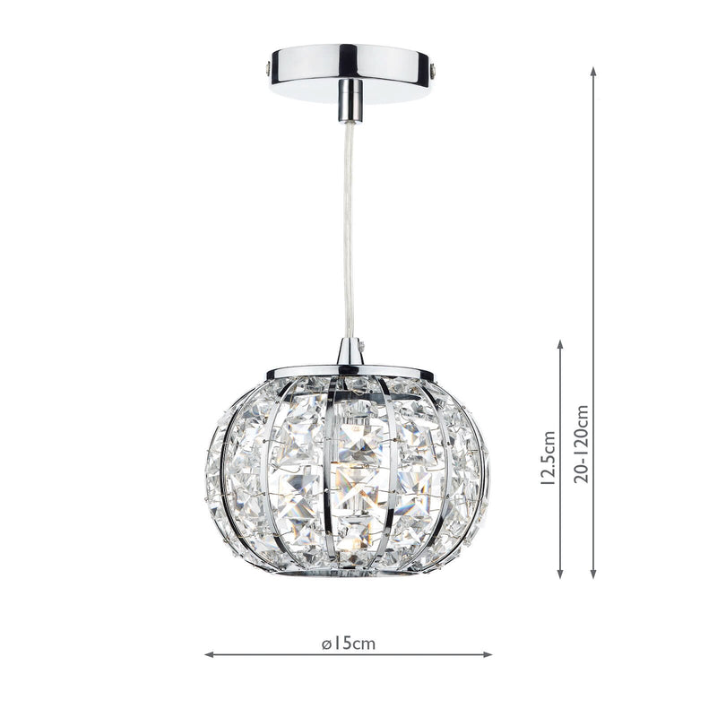 Load image into Gallery viewer, Dar Lighting RAE0150 Rae 1 Light Pendant Polished Chrome/ Clear - 19537
