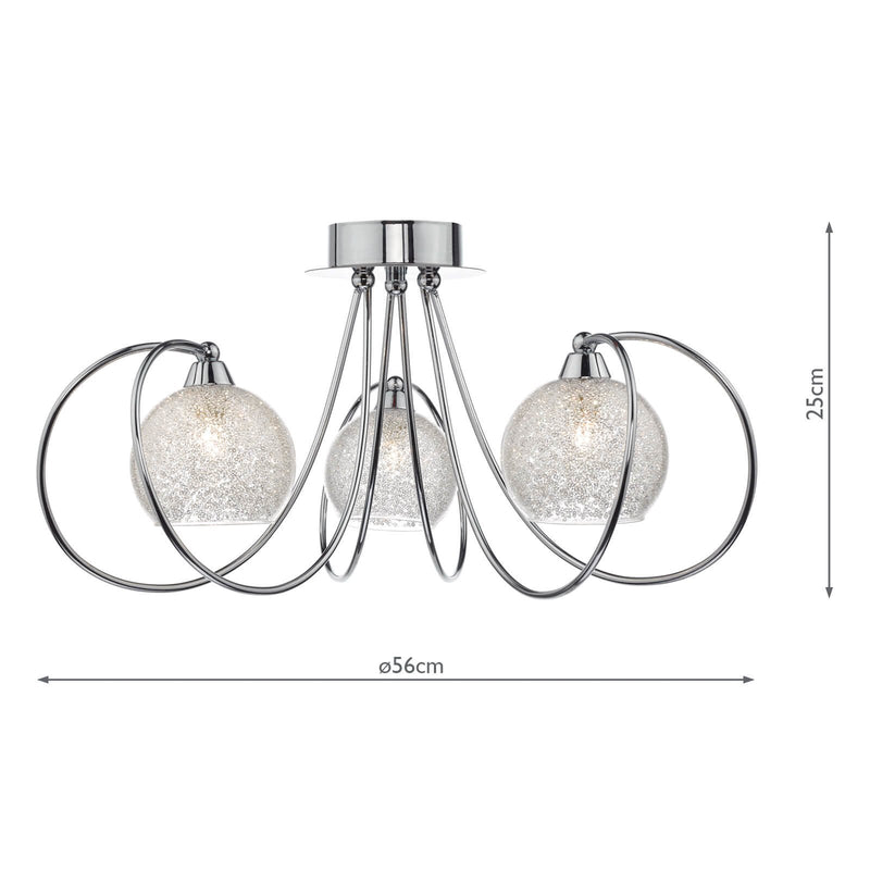 Load image into Gallery viewer, Dar Lighting RAF5350 Rafferty 3 Light Semi Flush Polished Chrome - 21852
