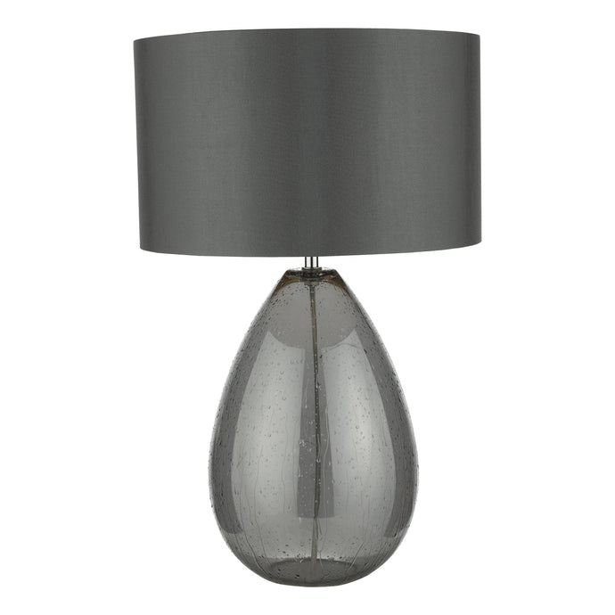 Dar Lighting RAI4239 Rain Table Lamp Smoked Glass c/w Grey Shade - 23171