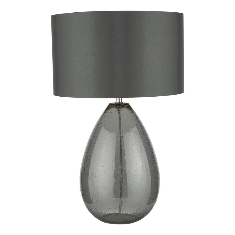 Load image into Gallery viewer, Dar Lighting RAI4239 Rain Table Lamp Smoked Glass c/w Grey Shade - 23171
