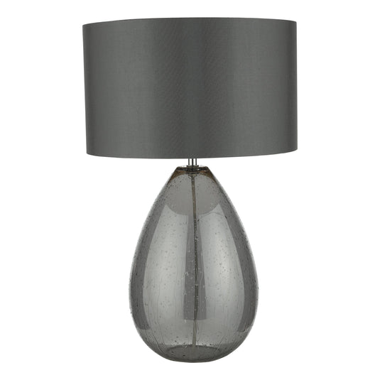 Dar Lighting RAI4239 Rain Table Lamp Smoked Glass c/w Grey Shade - 23171