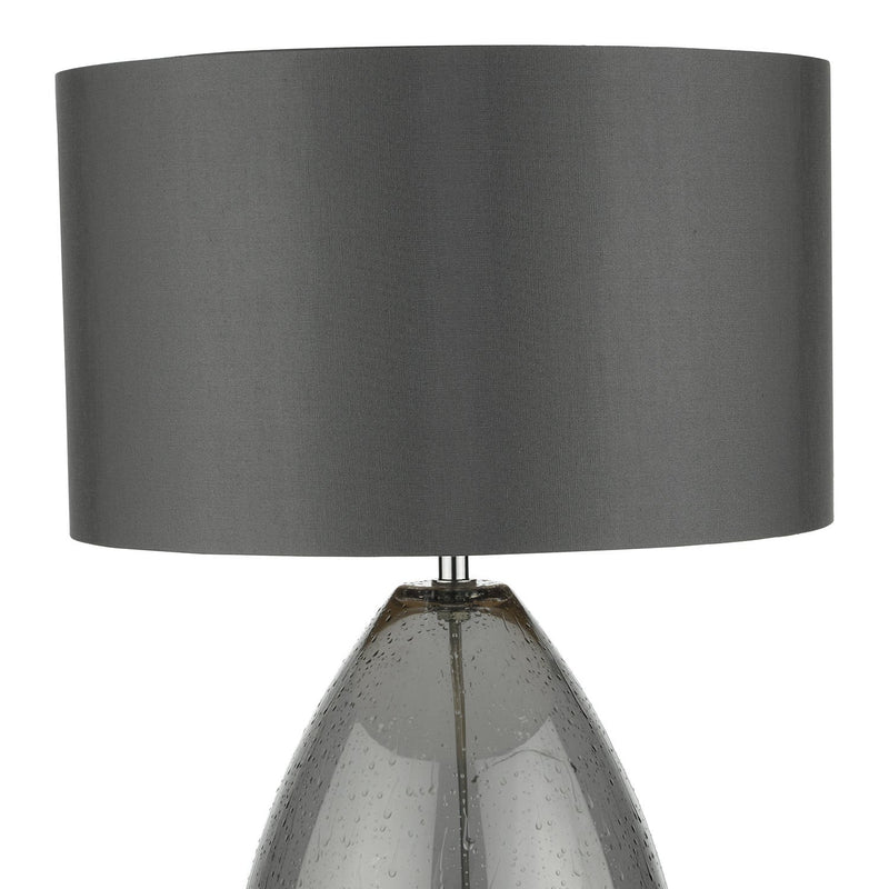 Load image into Gallery viewer, Dar Lighting RAI4239 Rain Table Lamp Smoked Glass c/w Grey Shade - 23171
