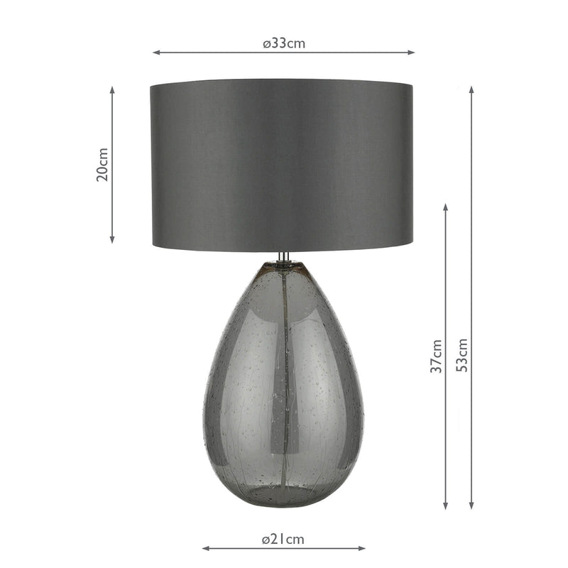 Load image into Gallery viewer, Dar Lighting RAI4239 Rain Table Lamp Smoked Glass c/w Grey Shade - 23171
