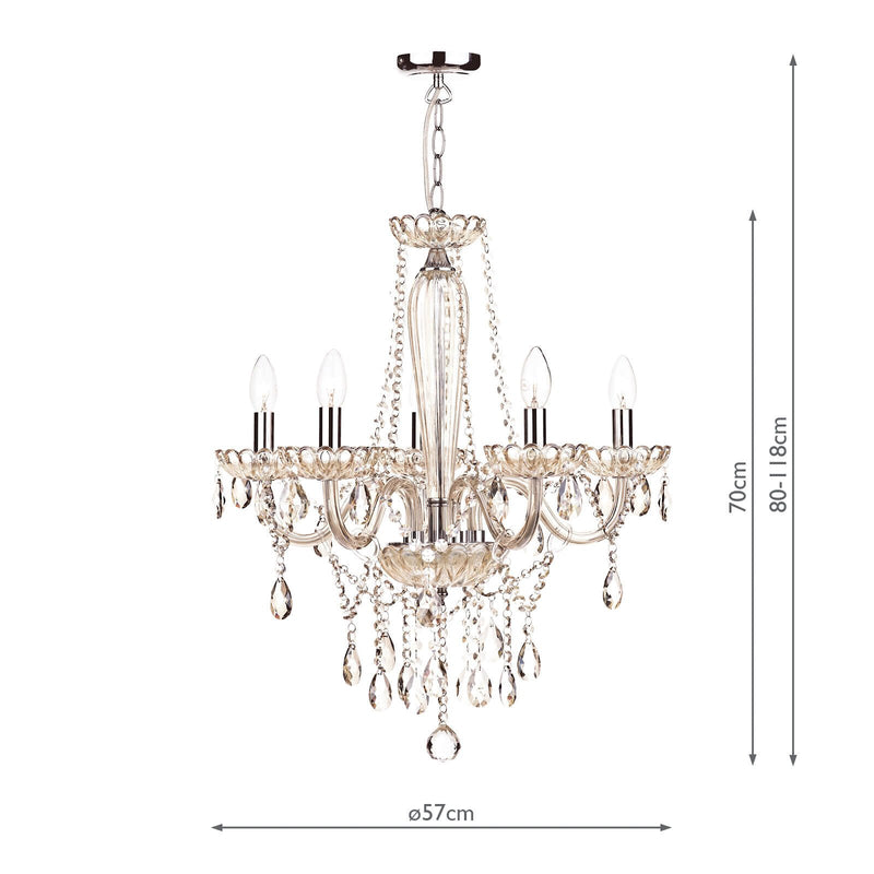Load image into Gallery viewer, Dar Lighting RAP0506 Raphael 5 Light Chandelier Champagne Crystal - 35322
