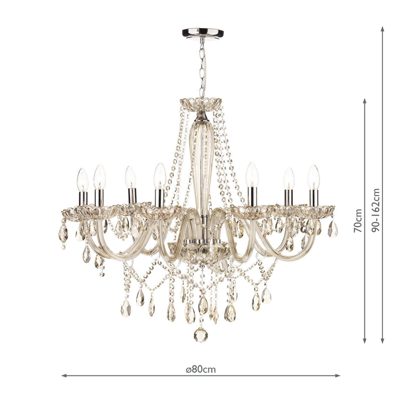 Load image into Gallery viewer, Dar Lighting RAP0806 Raphael 8 Light Chandelier Champagne Crystal - 35323
