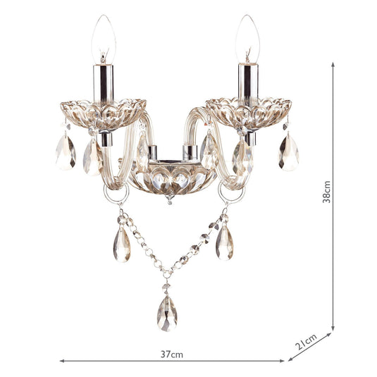 Dar Lighting RAP0906 Raphael Double Wall Bracket Champagne Crystal - 35324