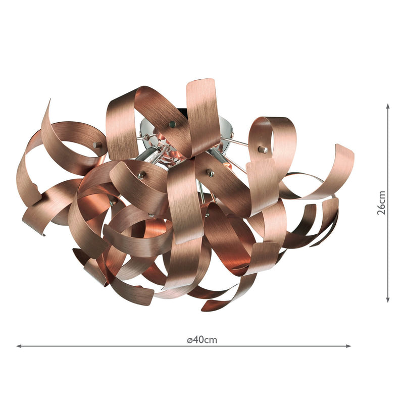 Load image into Gallery viewer, Dar Lighting RAW0464 Rawley 4 Light Ribbon Flush Brushed Copper - 19556
