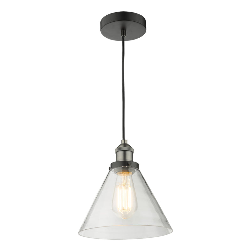 Load image into Gallery viewer, Dar Lighting RAY0138 Ray 1 Light Single Pendant Antique Nickel Clear Glass - 35332
