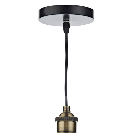 Dar Lighting RAY0175 Ray 1 Light Pendant Antique Brass Clear - 20029