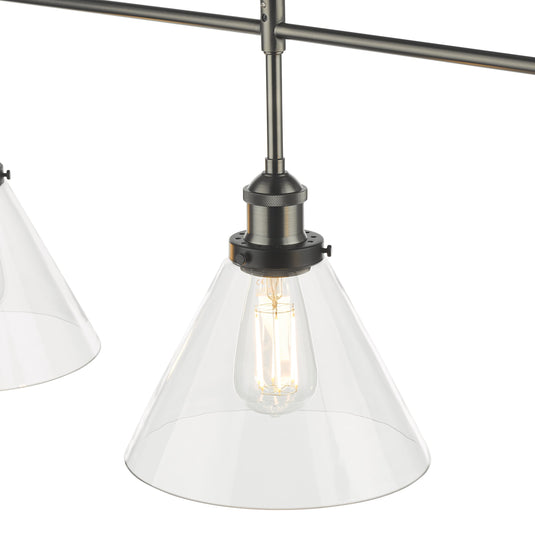 Dar Lighting RAY0338 Ray 3 Light Bar Pendant Antique Nickel Clear Glass - 35333