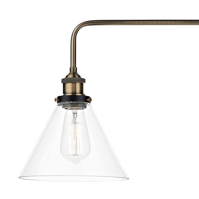 Load image into Gallery viewer, Dar Lighting RAY0375 Ray 3 Light Bar Pendant Antique Brass Clear - 23875
