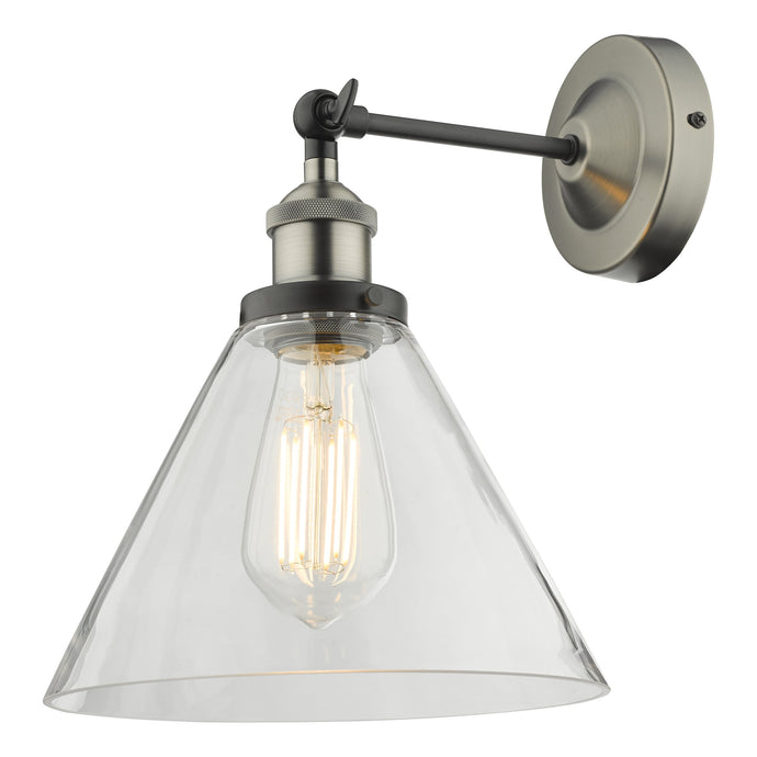 Dar Lighting RAY0738 Ray Single Wall Light Antique Nickel Clear Glass - 35334