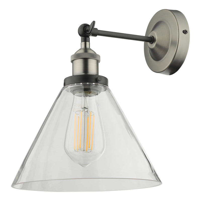 Load image into Gallery viewer, Dar Lighting RAY0738 Ray Single Wall Light Antique Nickel Clear Glass - 35334
