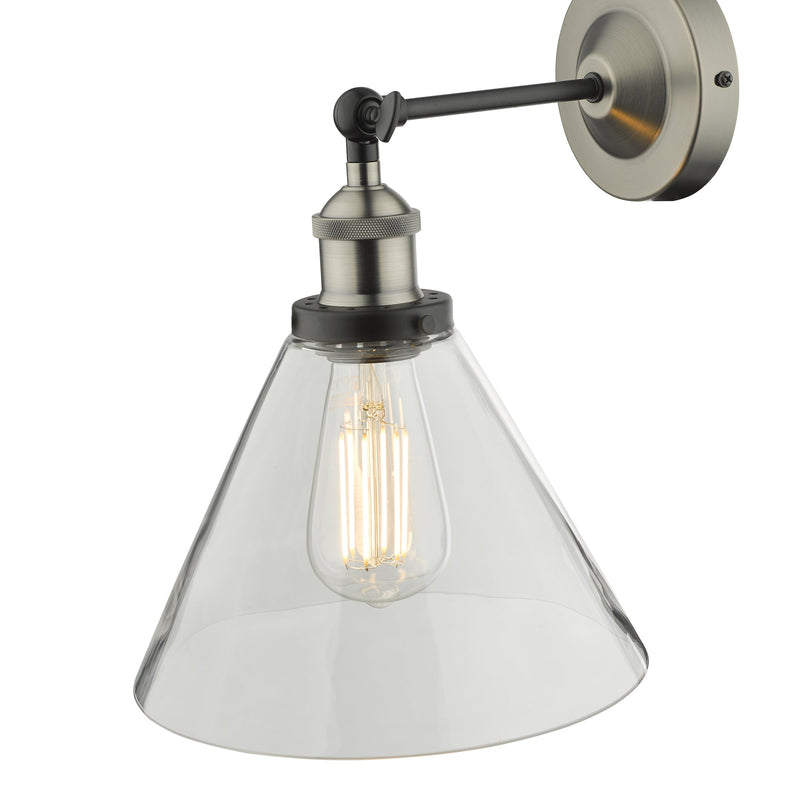 Load image into Gallery viewer, Dar Lighting RAY0738 Ray Single Wall Light Antique Nickel Clear Glass - 35334
