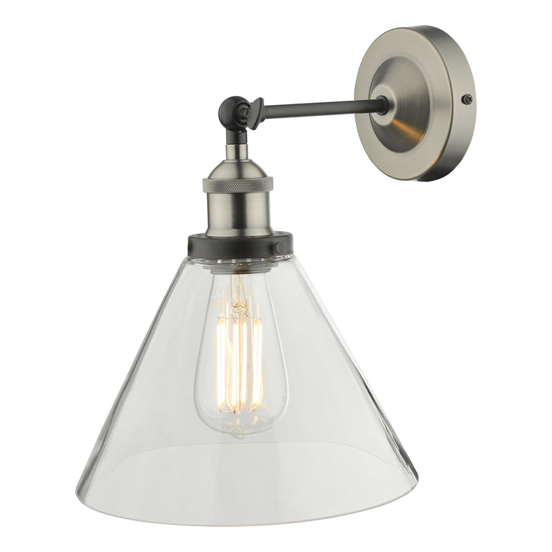 Load image into Gallery viewer, Dar Lighting RAY0738 Ray Single Wall Light Antique Nickel Clear Glass - 35334
