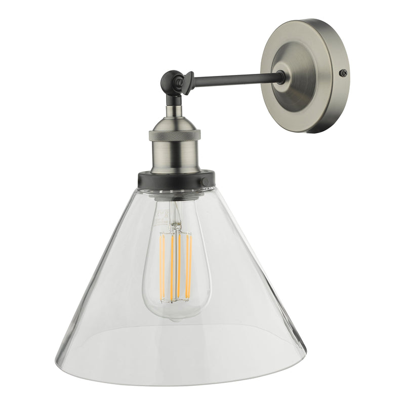 Load image into Gallery viewer, Dar Lighting RAY0738 Ray Single Wall Light Antique Nickel Clear Glass - 35334
