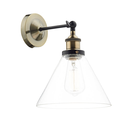 Dar Lighting RAY0775 Ray 1 Light Wall Bracket Antique Brass Clear - 20682