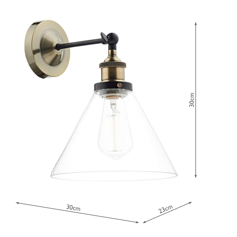 Load image into Gallery viewer, Dar Lighting RAY0775 Ray 1 Light Wall Bracket Antique Brass Clear - 20682
