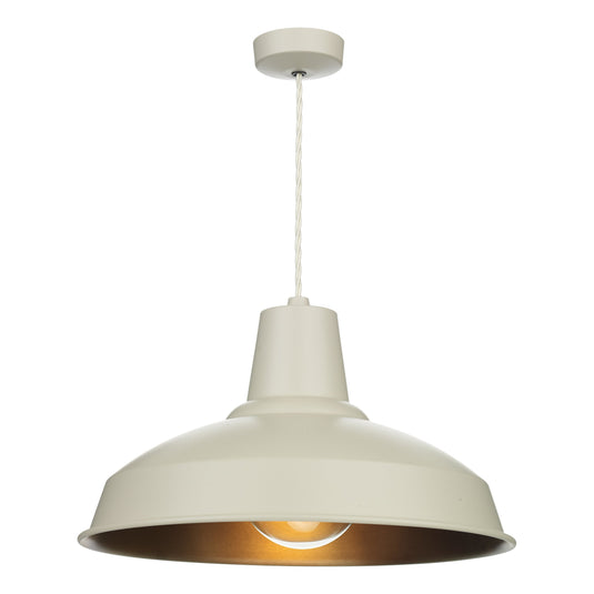 David Hunt Lighting REC0112AB RECLAMATION Single pendant in Cotswold cream with antique brass inner DHL