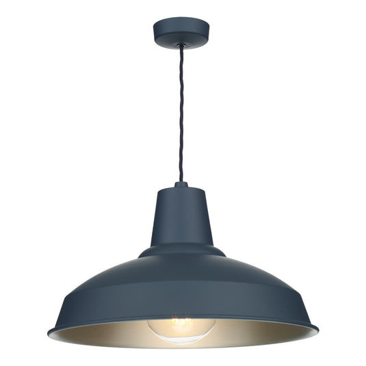 David Hunt Lighting REC0123C RECLAMATION Single pendant in Smoke blue with brushed chrome inner DHL