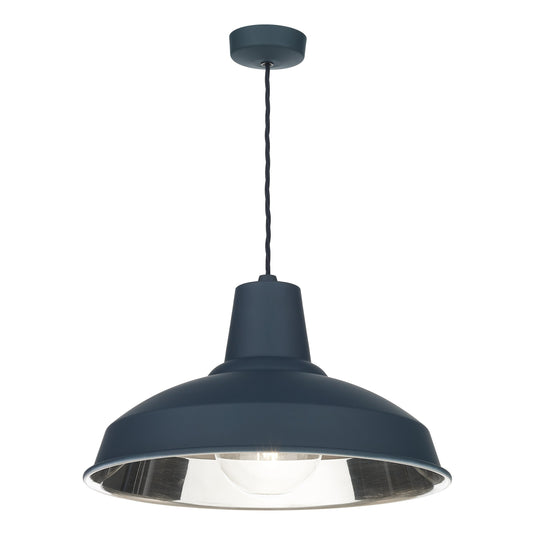 David Hunt Lighting REC0173 Reclamation 1 Light Pendant Smoke Blue & Polished Chrome