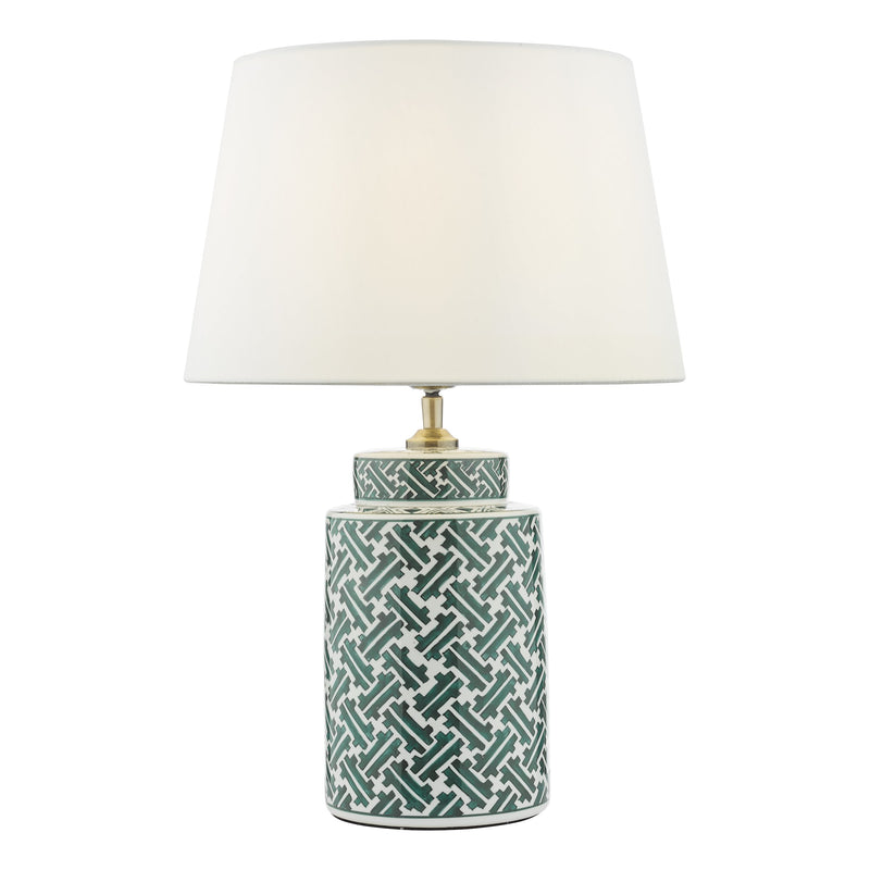 Load image into Gallery viewer, Dar Lighting REE4224 Reese 1 Light Ceramic Table Lamp Green &amp; Blue Print Base Only - 37002
