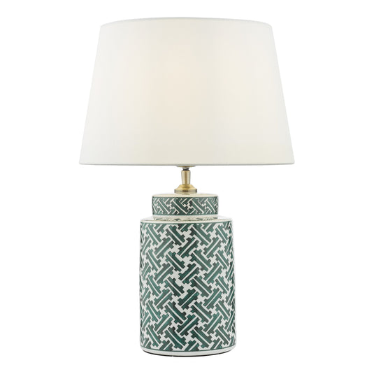 Dar Lighting REE4224 Reese 1 Light Ceramic Table Lamp Green & Blue Print Base Only - 37002