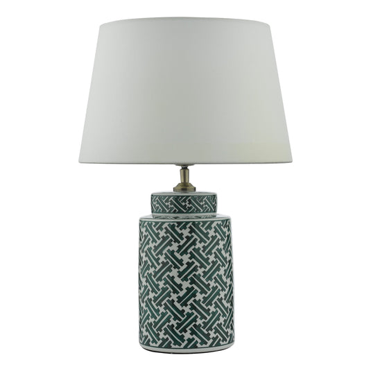 Dar Lighting REE4224 Reese 1 Light Ceramic Table Lamp Green & Blue Print Base Only - 37002