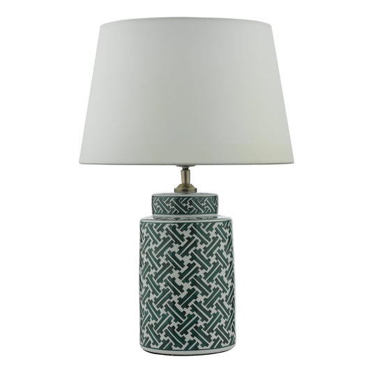 Dar Lighting REE4224 Reese 1 Light Ceramic Table Lamp Green & Blue Print Base Only - 37002