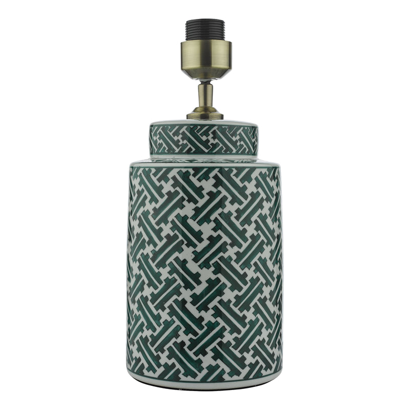 Load image into Gallery viewer, Dar Lighting REE4224 Reese 1 Light Ceramic Table Lamp Green &amp; Blue Print Base Only - 37002

