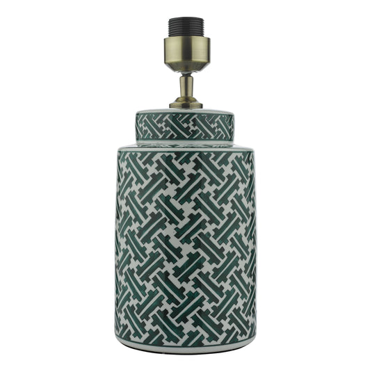 Dar Lighting REE4224 Reese 1 Light Ceramic Table Lamp Green & Blue Print Base Only - 37002