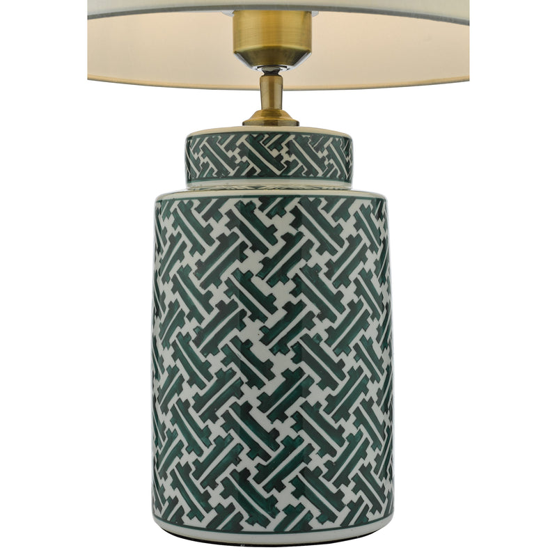 Load image into Gallery viewer, Dar Lighting REE4224 Reese 1 Light Ceramic Table Lamp Green &amp; Blue Print Base Only - 37002
