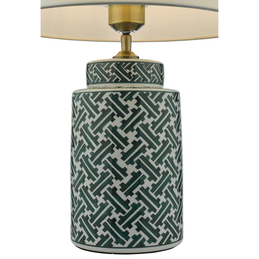 Dar Lighting REE4224 Reese 1 Light Ceramic Table Lamp Green & Blue Print Base Only - 37002