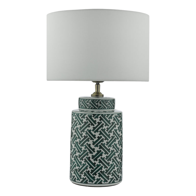 Load image into Gallery viewer, Dar Lighting REE4224 Reese 1 Light Ceramic Table Lamp Green &amp; Blue Print Base Only - 37002
