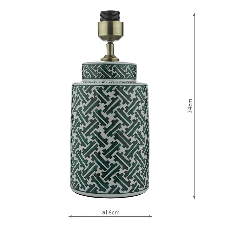 Load image into Gallery viewer, Dar Lighting REE4224 Reese 1 Light Ceramic Table Lamp Green &amp; Blue Print Base Only - 37002

