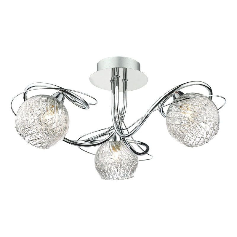 Load image into Gallery viewer, Dar Lighting REH0350 Rehan 3 Light Semi Flush Decorative Glass Polished Chrome Frame - 24817
