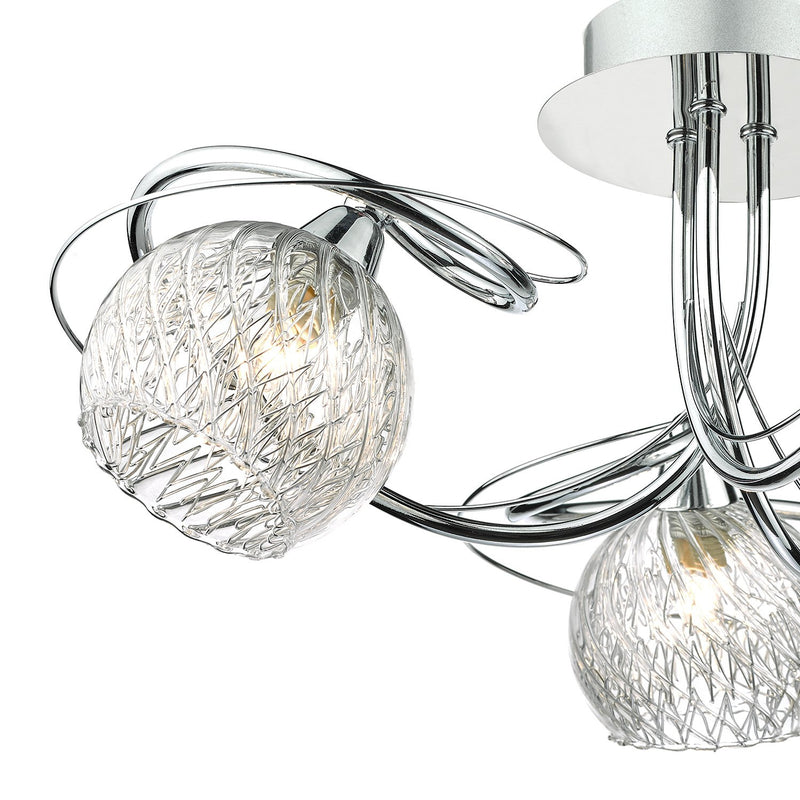 Load image into Gallery viewer, Dar Lighting REH0350 Rehan 3 Light Semi Flush Decorative Glass Polished Chrome Frame - 24817
