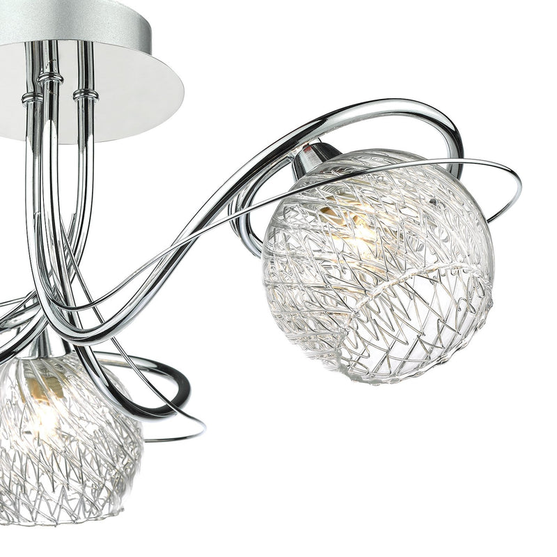 Load image into Gallery viewer, Dar Lighting REH0350 Rehan 3 Light Semi Flush Decorative Glass Polished Chrome Frame - 24817
