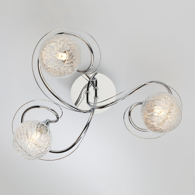 Load image into Gallery viewer, Dar Lighting REH0350 Rehan 3 Light Semi Flush Decorative Glass Polished Chrome Frame - 24817
